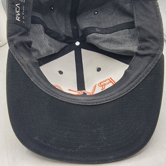 RVCA Mens Snapback Hat By Pm Tenore Black With Orange Logo - Picture 8 of 9